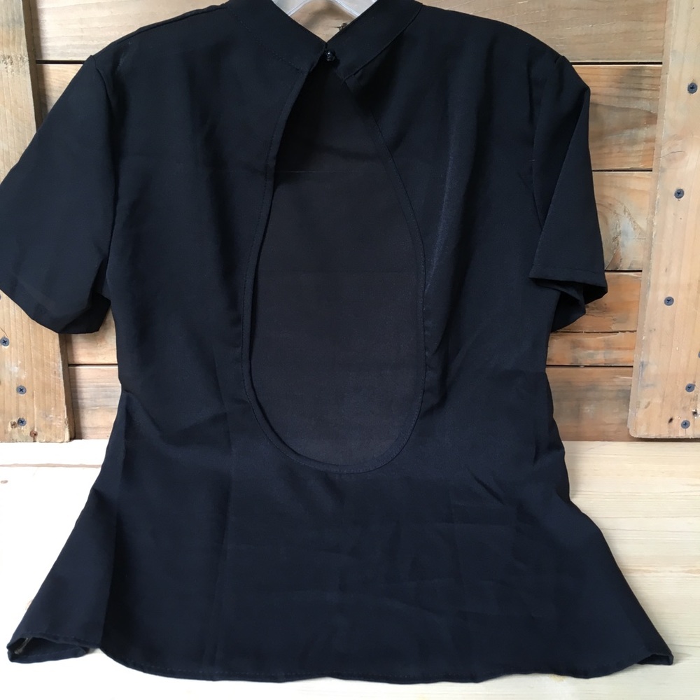 Sexy Open back black sheer shirt - Picture 2 of 4